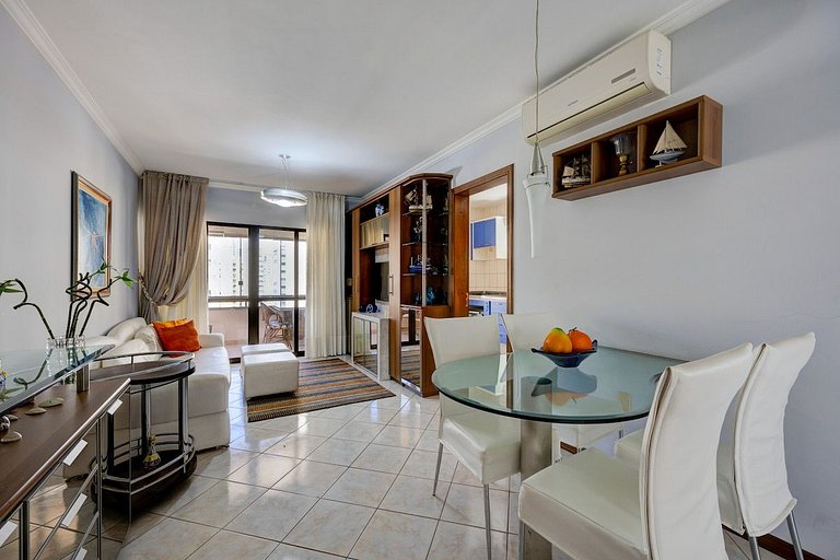 400mpraia/Ar-sala e quarto/Churrasqueira na Sacada