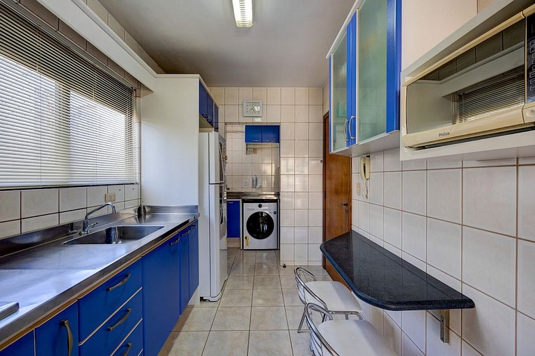 400mpraia/Ar-sala e quarto/Churrasqueira na Sacada