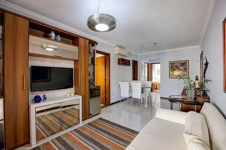 400mpraia/Ar-sala e quarto/Churrasqueira na Sacada